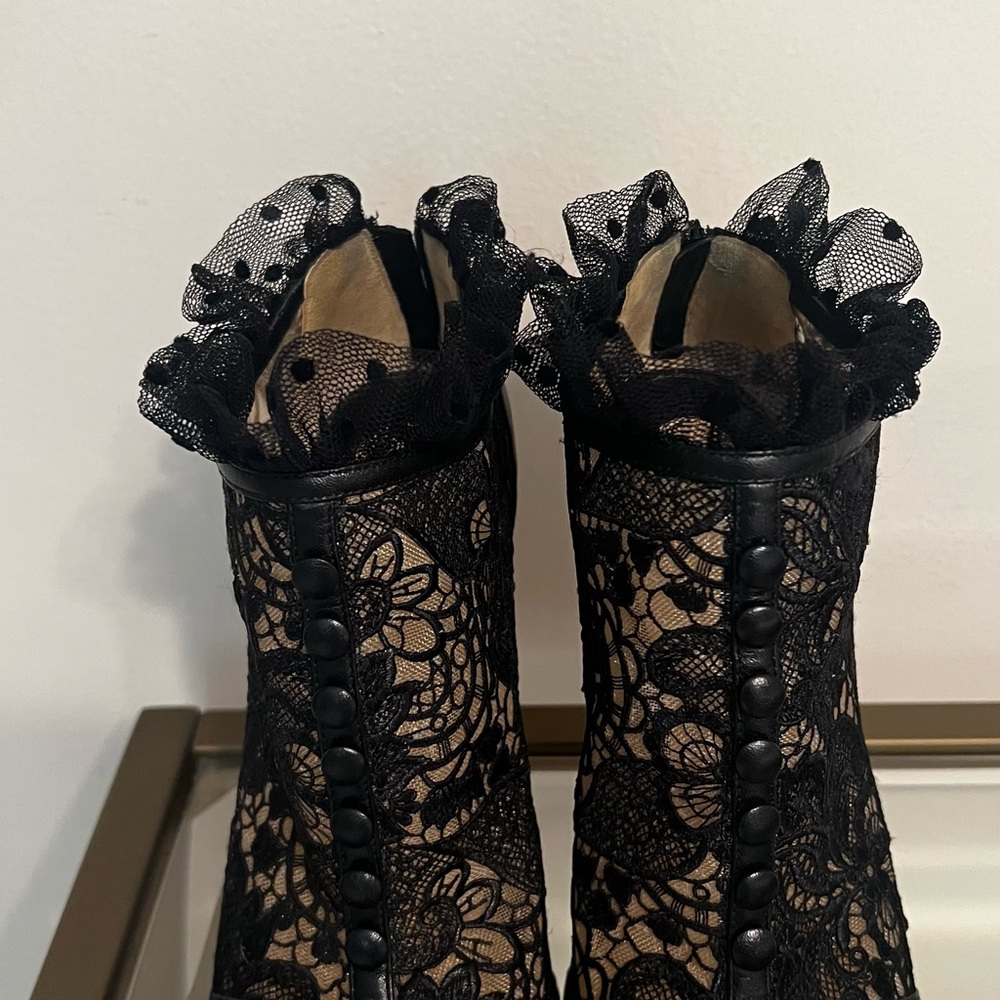 Christian Louboutin Black Stiletto Heels with Lace Overlay Size 38 - Picture 2 of 13